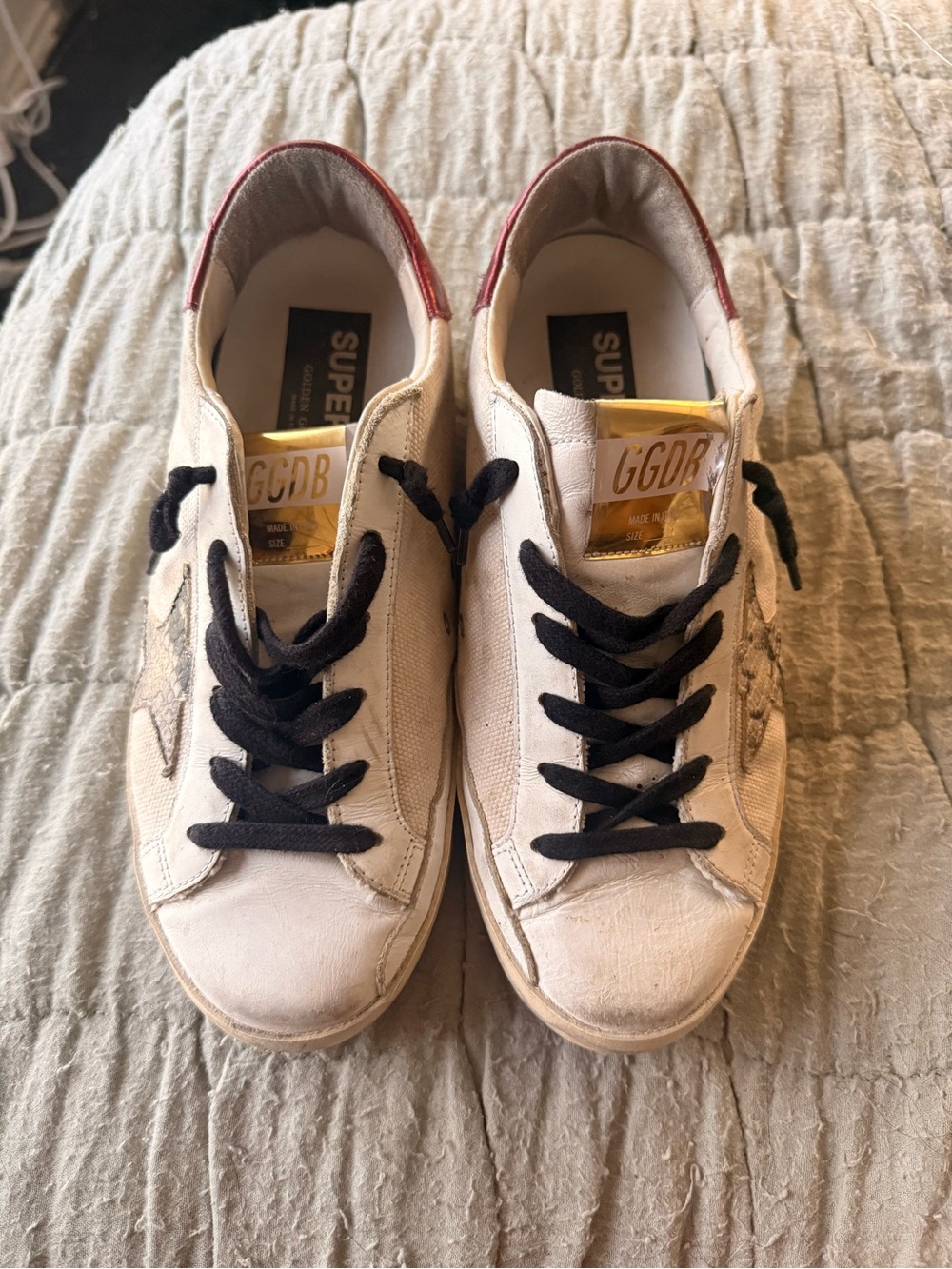 Golden Goose White Canvas Sneakers snakeskin Star - Picture 3 of 7